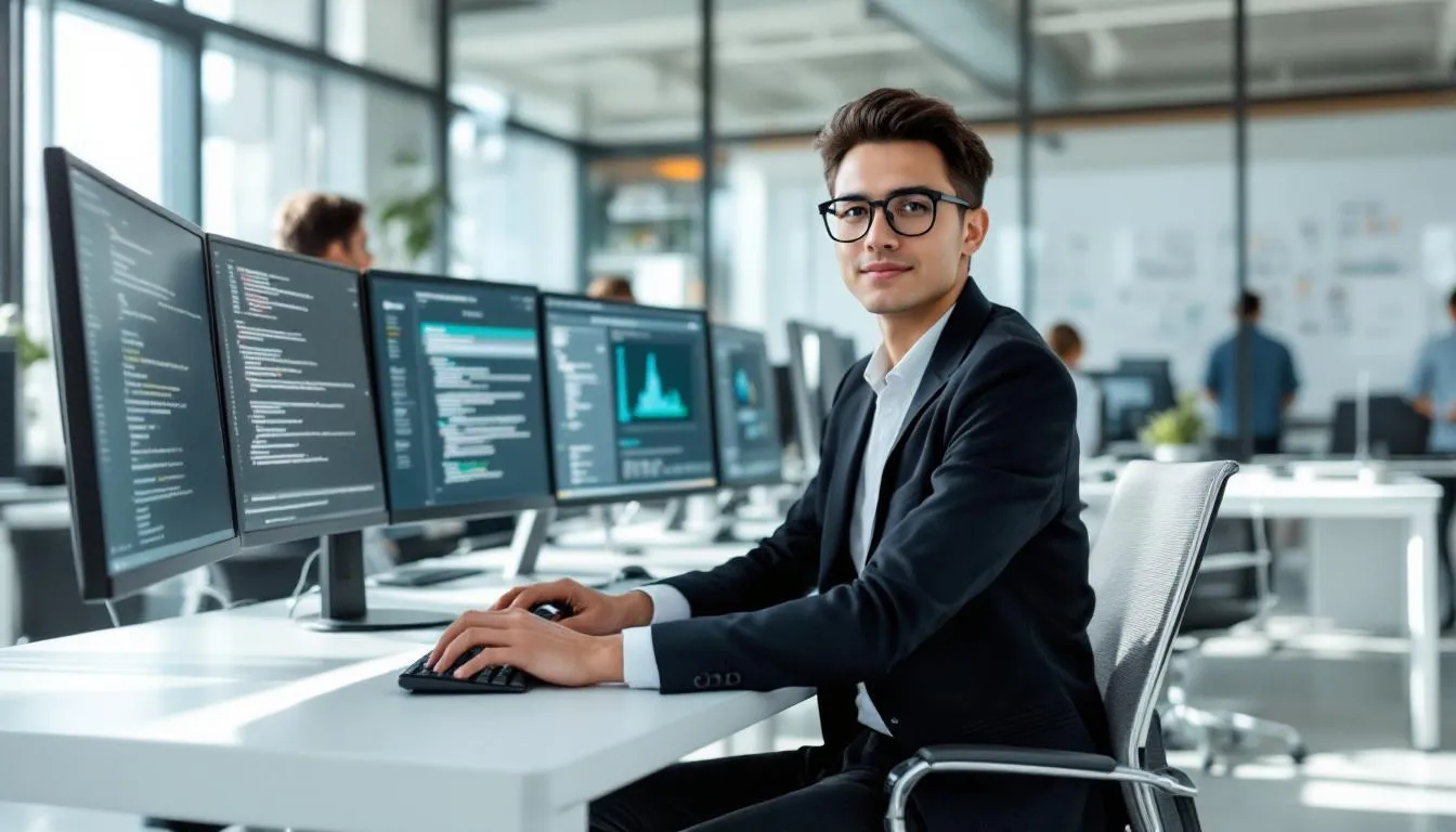The image depicts a diverse group of professionals in a modern office setting in San Francisco, collaborating on a tech-driven project. They are engaged in discussions about HR practices and the hiring process, emphasizing the importance of skills and qualifications in attracting the right candidates for technical roles in the Bay Area.