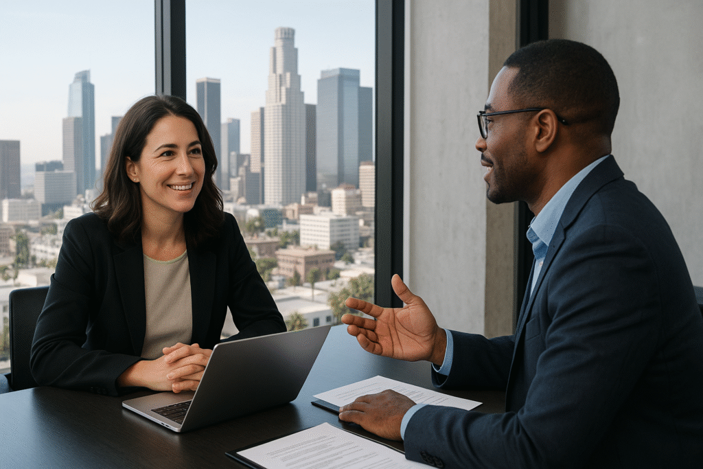 Los Angeles executive recruiter meeting with client