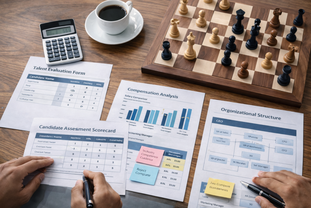 Strategic hiring planning materials and business tools for hiring in a competitive labor market when larger companies offer higher salaries